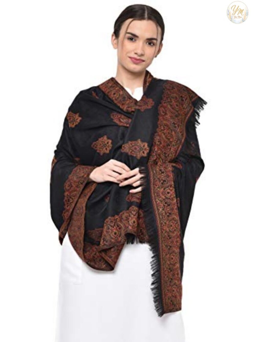 Pashmina Wool Blend Shawl Scarf Wrap Handicraft Woven Large